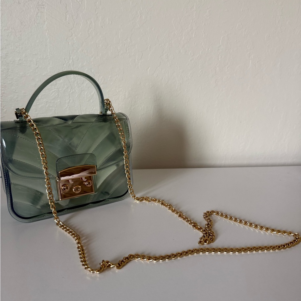 Crossi Transparent Jelly Mini Bag with Gold Chain